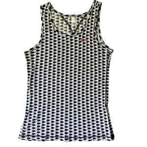 Nike Women’s Ribbed Tank Top M Black White Dot Print Pink Swoosh Logo